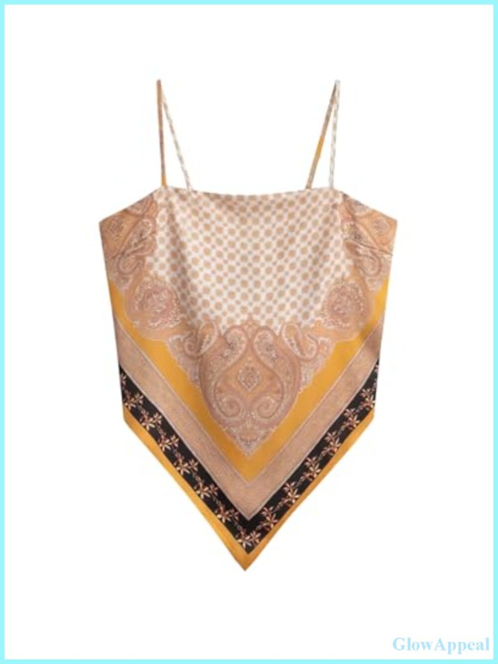 Satin Paisley Bandana Tube Top Tie Back Boho Scarf Cami